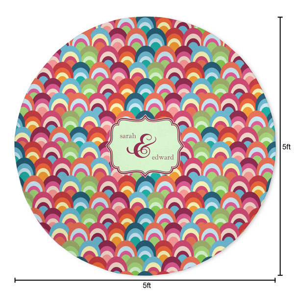 Retro Fishscales Round Area Rug - Size