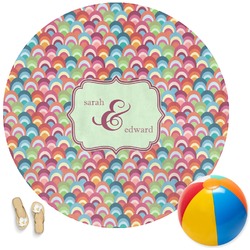 Retro Fishscales Round Beach Towel (Personalized)