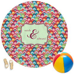 Retro Fishscales Round Beach Towel (Personalized)