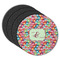 Retro Fishscales Round Rubber Backed Coasters - Set of 4 (Personalized)