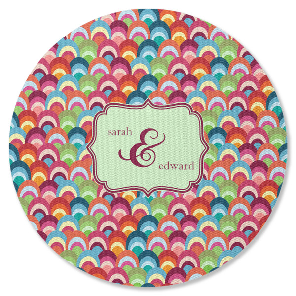 Custom Retro Fishscales Round Rubber Backed Coaster (Personalized)
