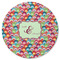 Retro Fishscales Round Rubber Backed Coaster (Personalized)