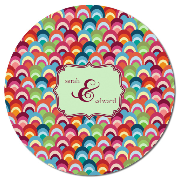 Retro Fishscales Round Fridge Magnet - FRONT