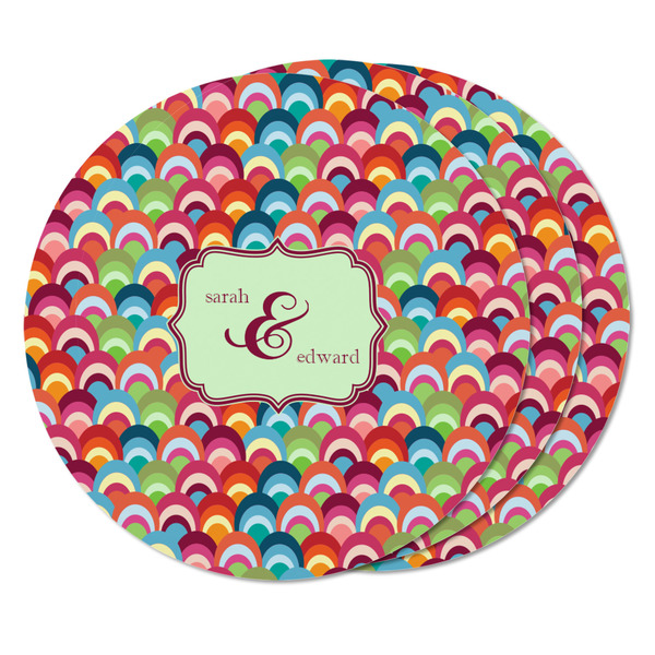 Retro Fishscales Round Fridge Magnet - THREE