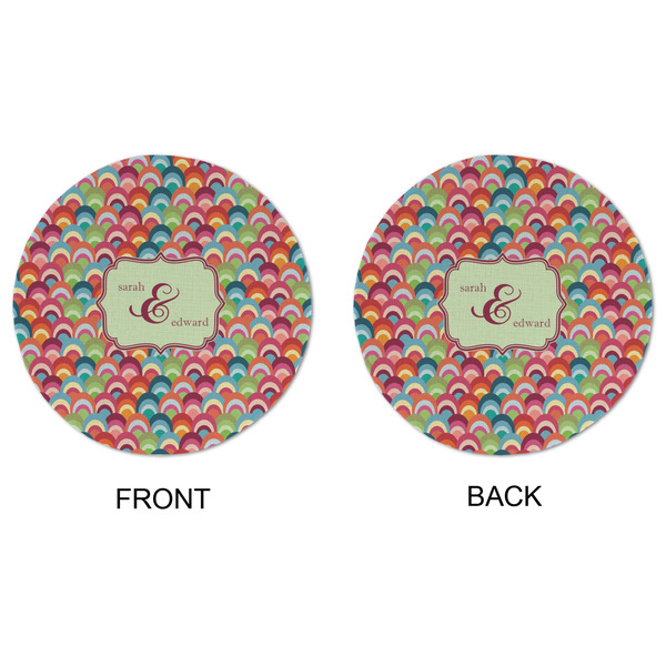 Retro Fishscales Round Linen Placemats - APPROVAL (double sided)