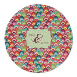 Retro Fishscales Round Linen Placemat (Personalized)