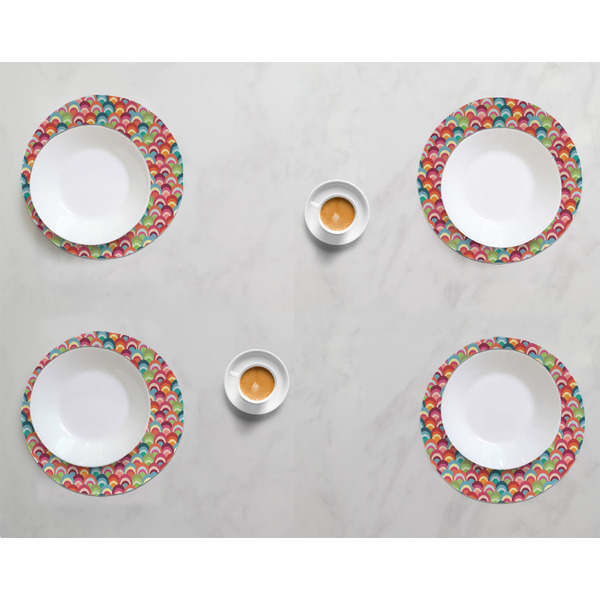 Retro Fishscales Round Linen Placemats - LIFESTYLE (set of 4)