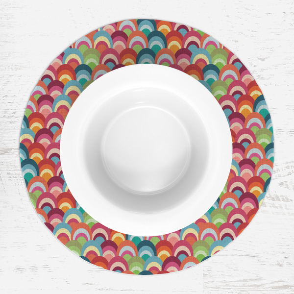 Retro Fishscales Round Linen Placemats - LIFESTYLE (single)