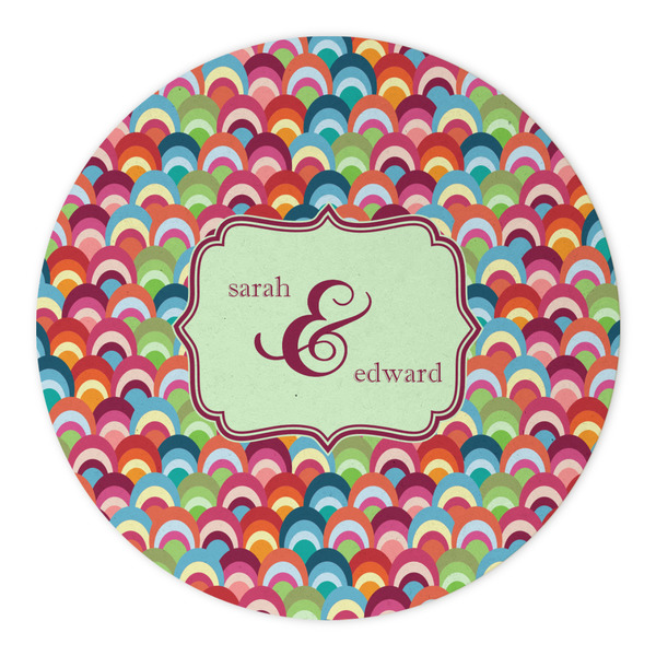 Retro Fishscales Round Paper Coaster - Approval