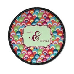 Retro Fishscales Iron On Round Patch w/ Couple's Names