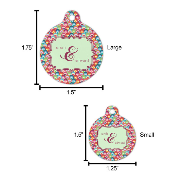 Retro Fishscales Round Pet ID Tag - Large - Comparison Scale