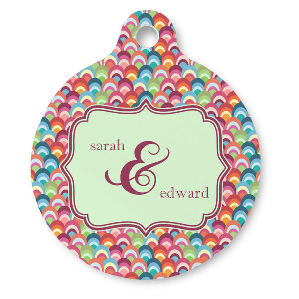 Custom Retro Fishscales Round Pet ID Tag (Personalized)