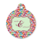 Retro Fishscales Round Pet ID Tag - Small (Personalized)