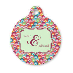 Retro Fishscales Round Pet ID Tag - Small (Personalized)