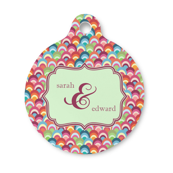 Custom Retro Fishscales Round Pet ID Tag - Small (Personalized)