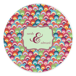 Retro Fishscales Round Stone Trivet (Personalized)