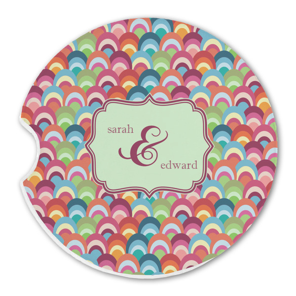 Retro Fishscales Sandstone Car Coaster - Single