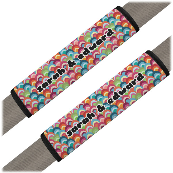 Custom Retro Fishscales Seat Belt Covers (Set of 2) (Personalized)