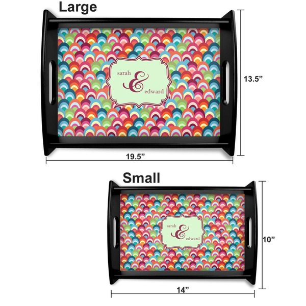 Retro Fishscales Serving Tray Black Sizes