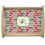 Retro Fishscales Natural Wooden Tray - Large (Personalized)