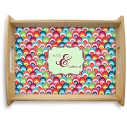 Retro Fishscales Natural Wooden Tray - Large (Personalized)