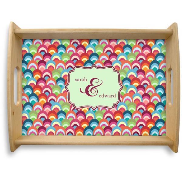 Custom Retro Fishscales Natural Wooden Tray - Large (Personalized)