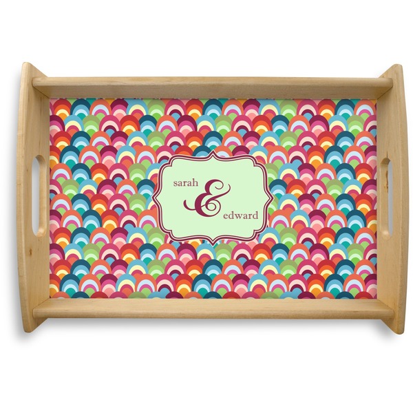 Custom Retro Fishscales Natural Wooden Tray - Small (Personalized)