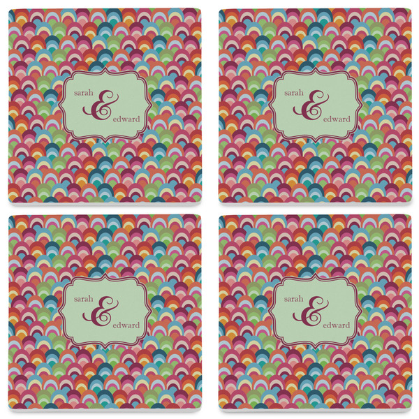 Retro Fishscales Set of 4 Sandstone Coasters - See All 4 View