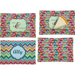 Retro Fishscales Set of 4 Glass Rectangular Appetizer / Dessert Plate (Personalized)