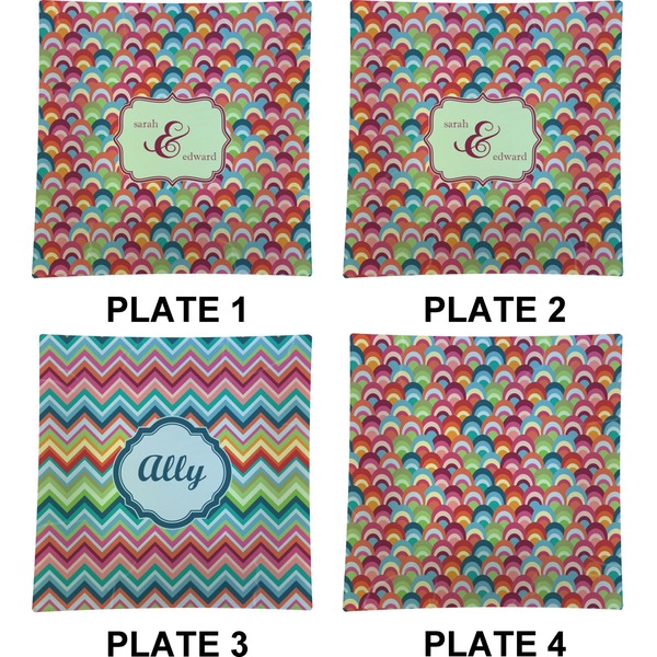 Retro Fishscales Set of Square Dinner Plates (Approval)