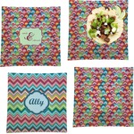 Retro Fishscales Set of 4 Glass Square Lunch / Dinner Plate 9.5" (Personalized)