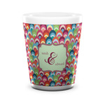 Retro Fishscales Ceramic Shot Glass - 1.5 oz - White - Set of 4 (Personalized)
