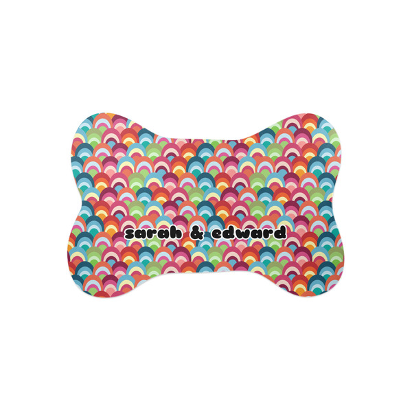 Custom Retro Fishscales Bone Shaped Dog Food Mat (Small) (Personalized)