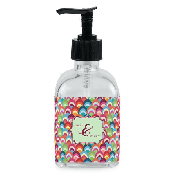 Custom Retro Fishscales Glass Soap & Lotion Bottle - Single Bottle (Personalized)
