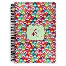 Retro Fishscales Spiral Notebook - 7x10 w/ Couple's Names