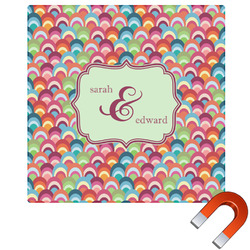 Retro Fishscales Square Car Magnet - 10" (Personalized)