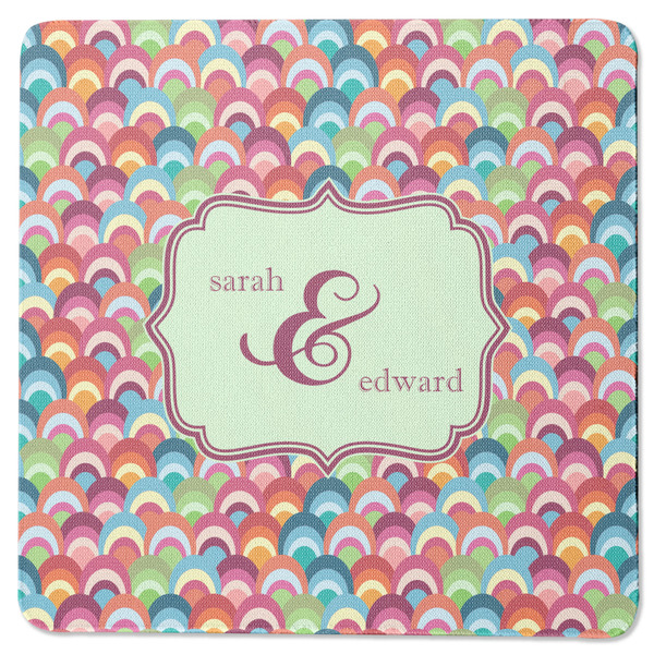 Retro Fishscales Square Coaster Rubber Back - Single