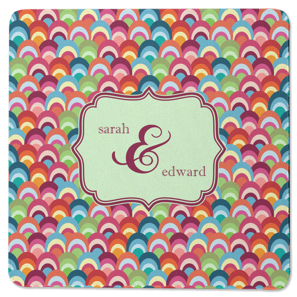 Custom Retro Fishscales Square Rubber Backed Coaster (Personalized)