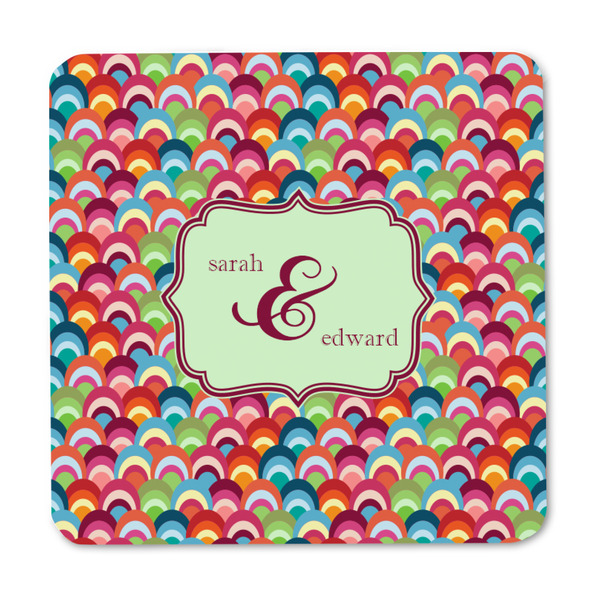 Retro Fishscales Square Fridge Magnet - FRONT