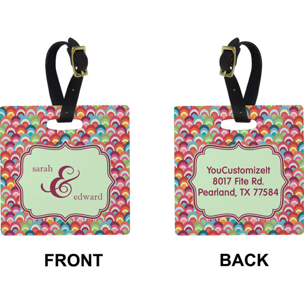 Retro Fishscales Square Luggage Tag (Front + Back)