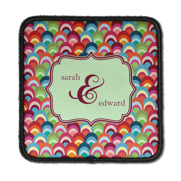 Custom Retro Fishscales Iron On Square Patch w/ Couple's Names