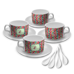Retro Fishscales Tea Cup - Set of 4 (Personalized)