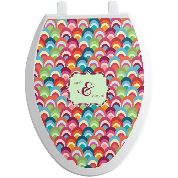 Custom Retro Fishscales Toilet Seat Decal - Elongated (Personalized)