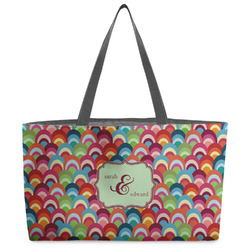 Retro Fishscales Beach Totes Bag - w/ Black Handles (Personalized)