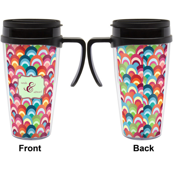 Retro Fishscales Travel Mug with Black Handle - Approval