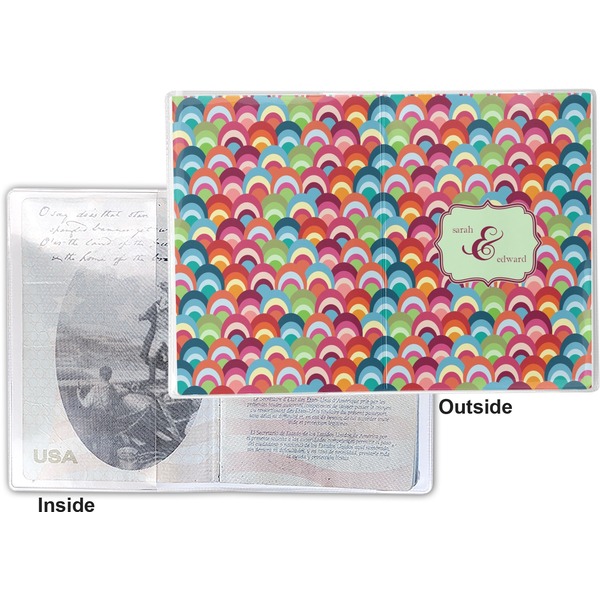 Retro Fishscales Vinyl Passport Holder - Flat Front and Back