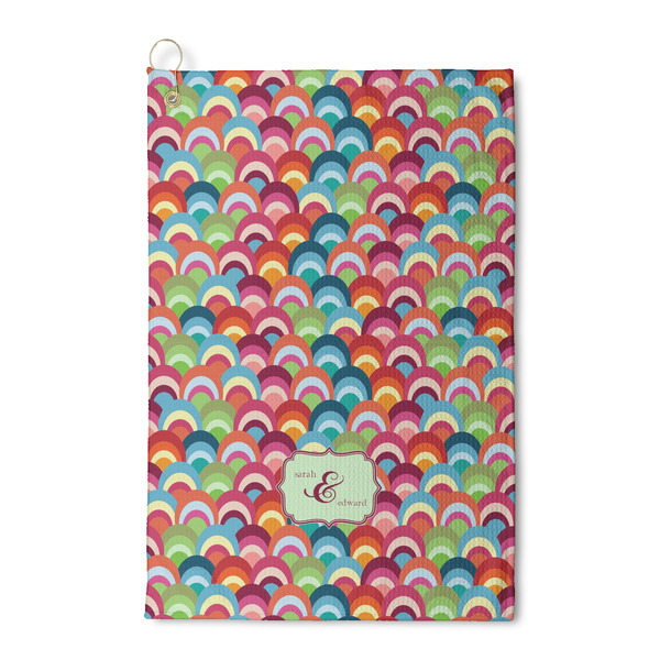 Custom Retro Fishscales Waffle Weave Golf Towel (Personalized)