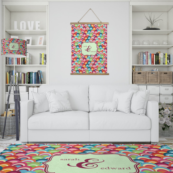 Retro Fishscales Wall Hanging Tapestry - Portrait - IN CONTEXT