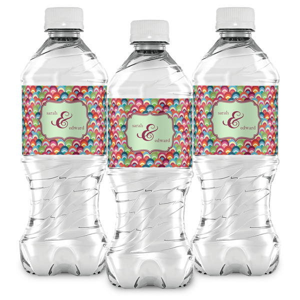 Retro Fishscales Water Bottle Labels - Front View