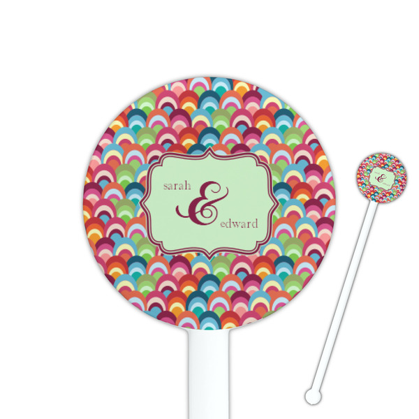 Custom Retro Fishscales 5.5" Round Plastic Stir Sticks - White - Single Sided (Personalized)